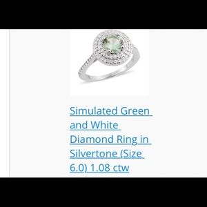 Simulated green and white diamond ring